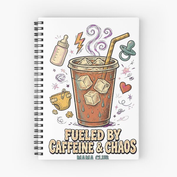 Item preview, Fueled By Caffeine And Chaos Mama Club Funny Iced Coffee Mom Life Retro designed and sold by Yellowriversss.