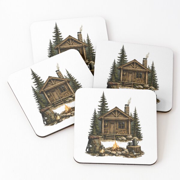 Item preview, Rustic cabin surrounded by pine trees designed and sold by Daily Quirk.