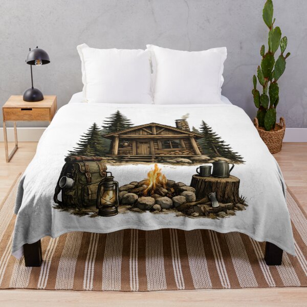 Item preview, Rustic cabin surrounded by pine trees designed and sold by Daily Quirk.