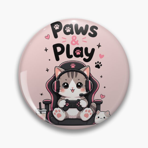 Artikelvorschau, Niedliche Gamer-Katze „Paws & Play“ – Kawaii-Gaming-Kitty-Cartoon-Aufkleber | Geschenk für Gamer-Katzen entworfen und verkauft von Sanika arts .