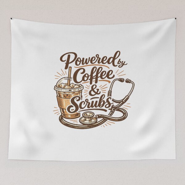 Item preview, Powered by Coffee and Scrubs Minimalist Line designed and sold by teemix.
