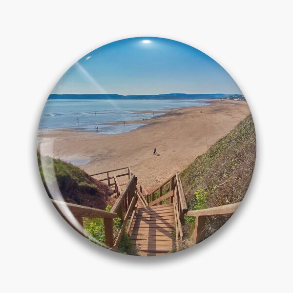 Item preview, Exmouth Beach Devon – Wooden Steps to the Sea Coastal View designed and sold by leonwoods.