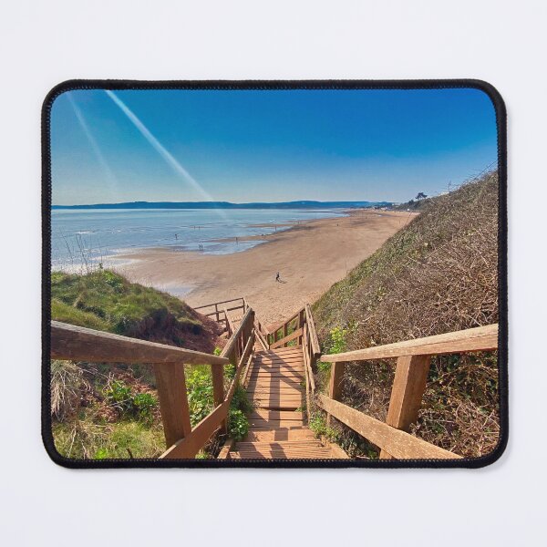 Item preview, Exmouth Beach Devon – Wooden Steps to the Sea Coastal View designed and sold by leonwoods.
