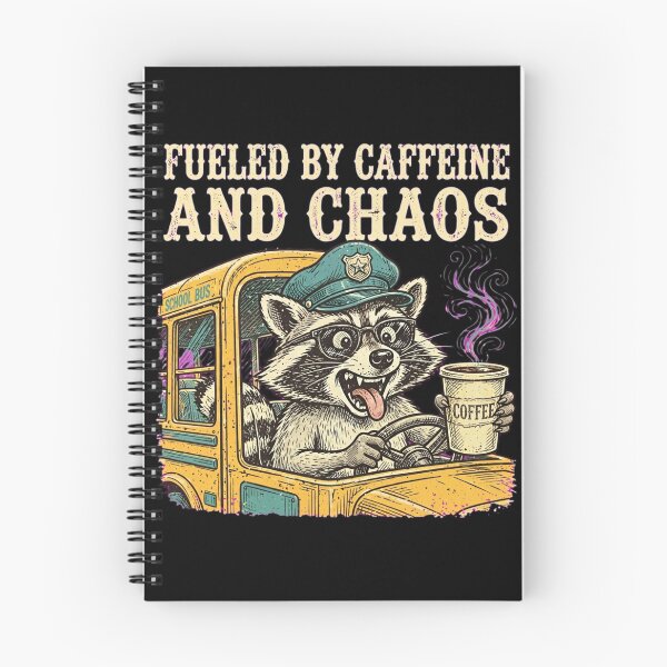 Item preview, Fueled By Caffeine And Chaos Funny Raccoon School Bus Driver Coffee Retro designed and sold by Yellowriversss.