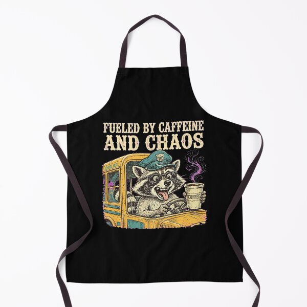 Item preview, Fueled By Caffeine And Chaos Funny Raccoon School Bus Driver Coffee Retro designed and sold by Yellowriversss.
