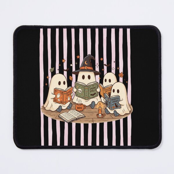 Item preview, Pink Striped Halloween Ghosts Reading designed and sold by Roy & Tiffany.