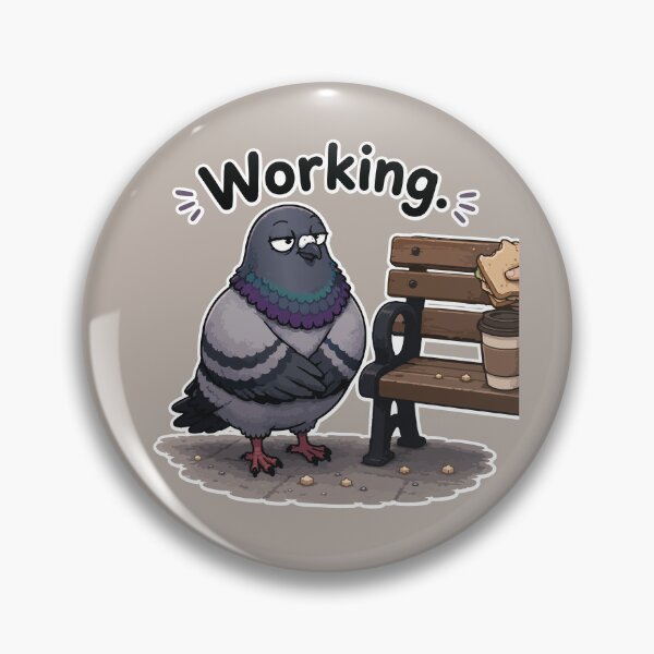 Item preview, Funny Pigeon Sticker – Working Cartoon Bird Waiting for Lunch designed and sold by SimplePoDesign.