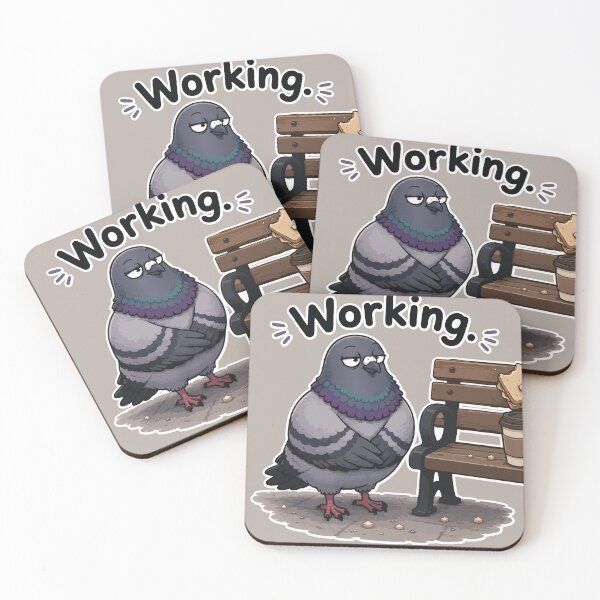 Item preview, Funny Pigeon Sticker – Working Cartoon Bird Waiting for Lunch designed and sold by SimplePoDesign.