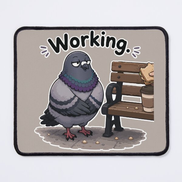 Item preview, Funny Pigeon Sticker – Working Cartoon Bird Waiting for Lunch designed and sold by SimplePoDesign.