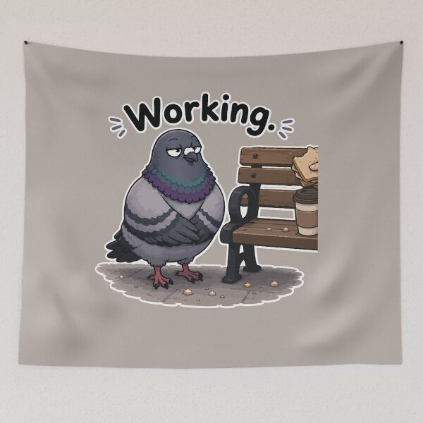Item preview, Funny Pigeon Sticker – Working Cartoon Bird Waiting for Lunch designed and sold by SimplePoDesign.
