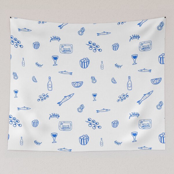 Item preview, Blue Mediterranean Wine and Aperitif Pattern designed and sold by ElizabethCoelho.
