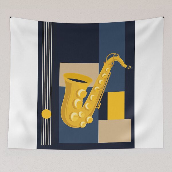 Item preview, Bauhaus Saxophone Art | Minimalist Jazz Print | Mid-Century Modern Geometric Music Print designed and sold by Studio pod Burom.