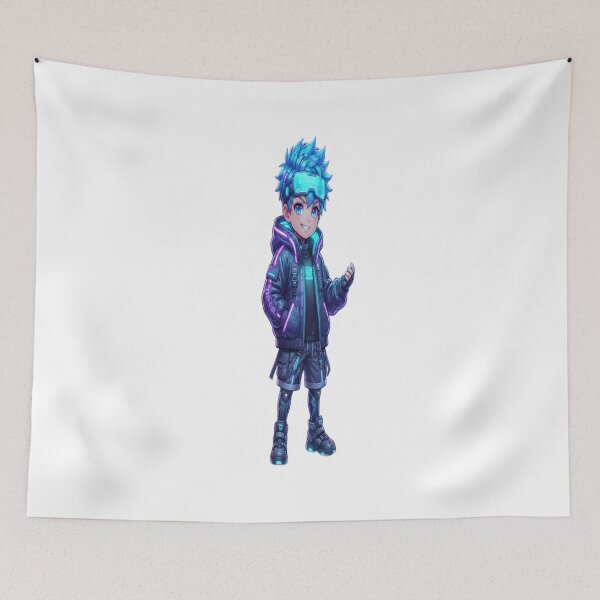 Item preview, Cyber Neon Boy – Futuristic Anime Character designed and sold by AdityaShop18.
