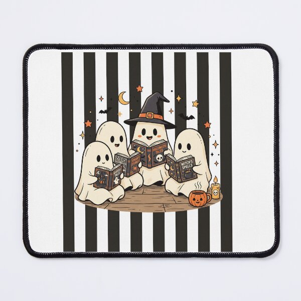 Item preview, Black and White Striped Ghost Reading designed and sold by Tiffany Roy.