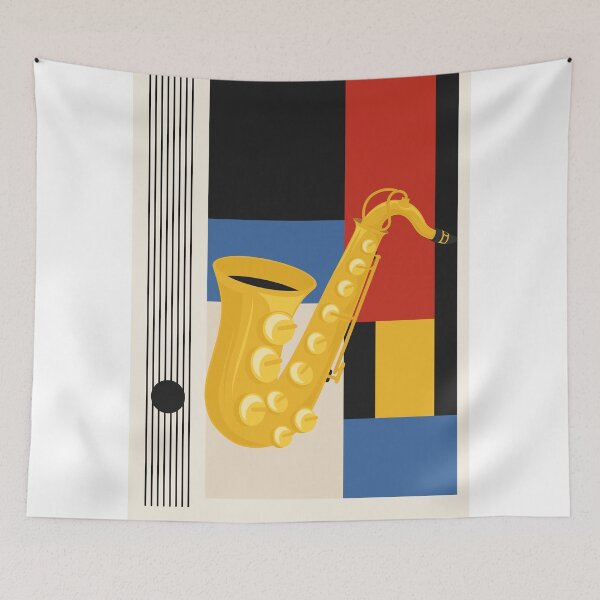 Item preview, Bauhaus Saxophone Art | Minimalist Jazz Print | Mid-Century Modern Geometric Music Print designed and sold by Studio pod Burom.