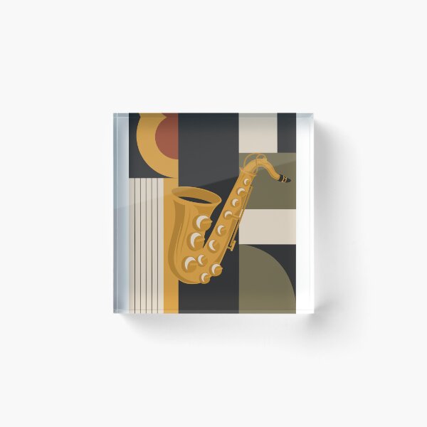 Item preview, Bauhaus Saxophone Art | Minimalist Jazz Print | Mid-Century Modern Geometric Music Print designed and sold by Studio pod Burom.
