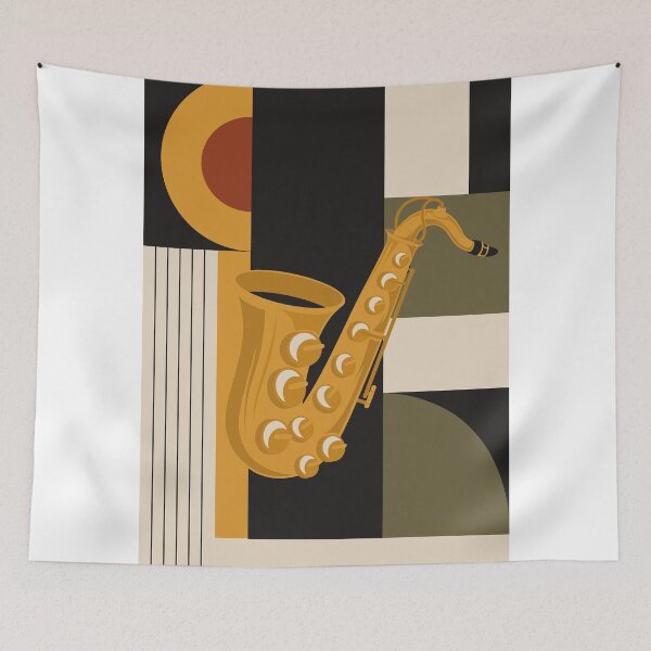 Item preview, Bauhaus Saxophone Art | Minimalist Jazz Print | Mid-Century Modern Geometric Music Print designed and sold by Studio pod Burom.