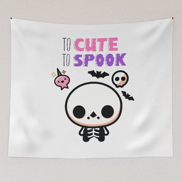 Item preview, Too Cute To Spook Kawaii Skeleton Halloween Art designed and sold by     Sela Art .