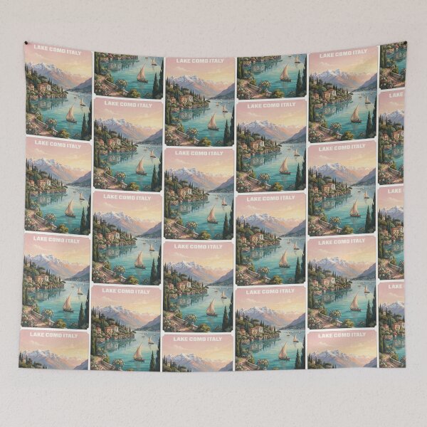 Item preview, Lake Como Italy Vintage Landscape Travel Poster designed and sold by TeeARTHY.