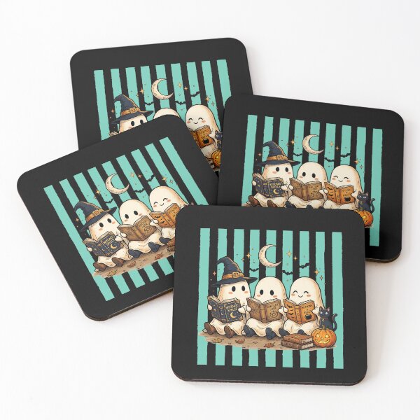Item preview, Teal Mint Striped Reading Ghosts designed and sold by Roy & Tiffany.