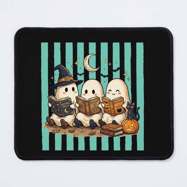 Item preview, Teal Mint Striped Reading Ghosts designed and sold by Tiffany Roy.