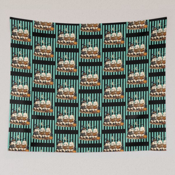 Item preview, Teal Mint Striped Reading Ghosts designed and sold by Tiffany Roy.
