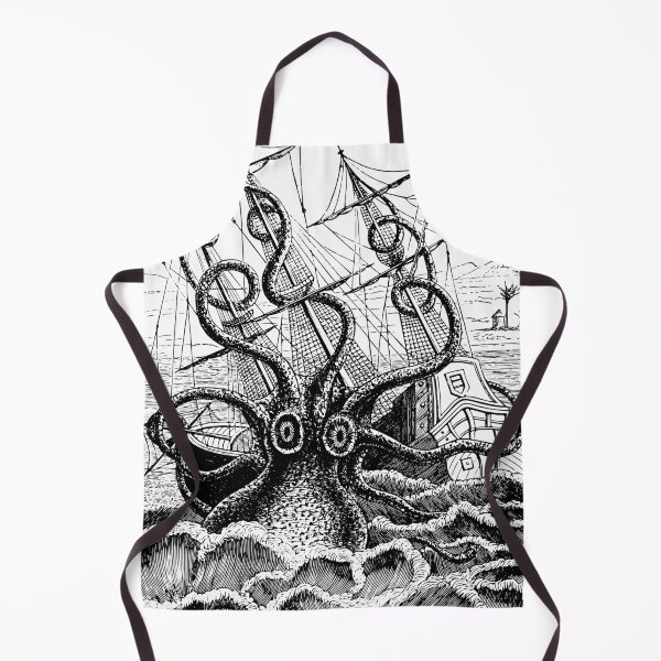 Item preview, Giant Octopus Attacking Ship Etching T-Shirt | Kraken Ocean Art Tee designed and sold by JC-Frost.