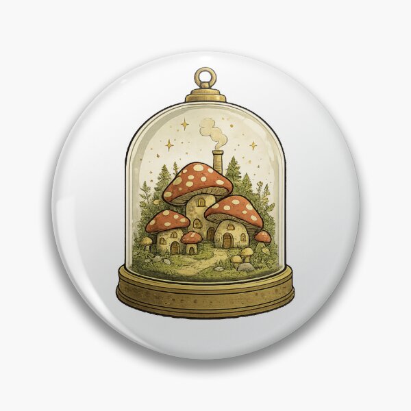 Item preview, Mushroom Village in a Glass Dome | Whimsical Fairy Cottage | Cozy Fantasy Forest Minimalist Illustration designed and sold by Velnox.co.