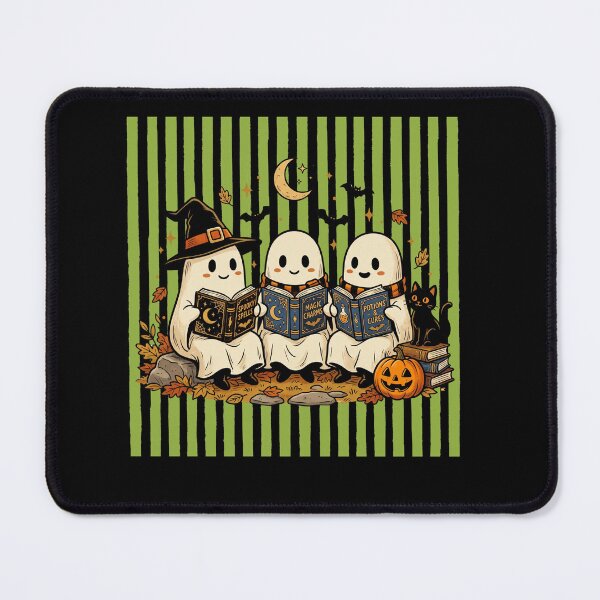 Item preview, Green Striped Witchy Reading Ghosts designed and sold by Roy & Tiffany.