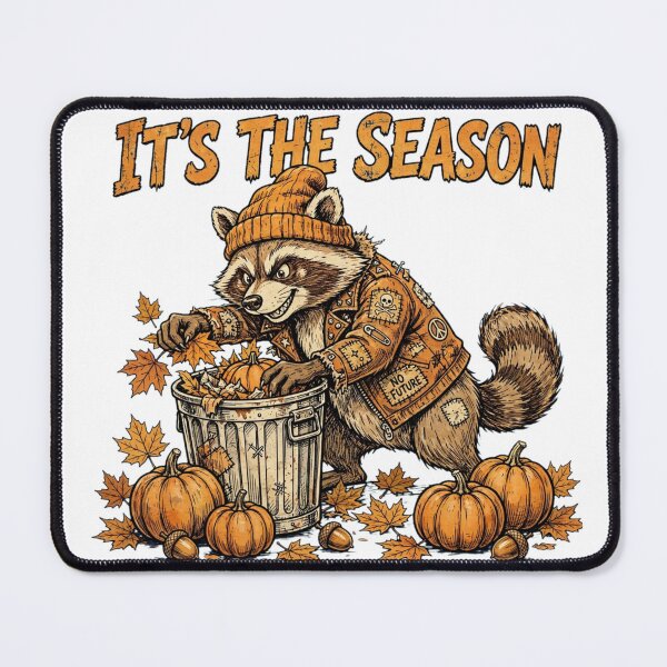 Item preview, It's The Season Funny Feral Fall Raccoon Pumpkin Trash Can Punk Autumn designed and sold by Yellowriversss.