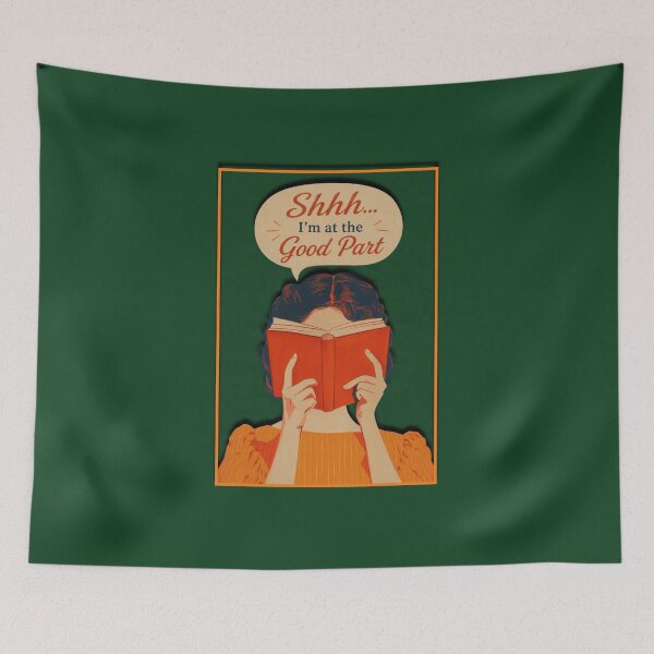 Item preview, Shhh... I'm at the Good Part – Book Lover Reading Book Vintage Retro Illustration designed and sold by StockAnime.