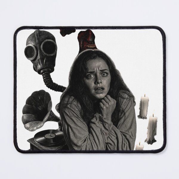 Item preview, Frightened woman with gas mask and candles artistic as cut out PNG designed and sold by Creative88Art.