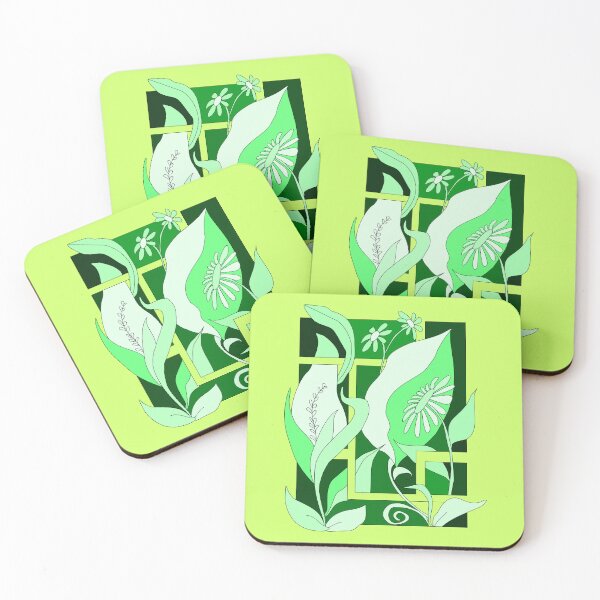 Item preview, Monochromatic Green Retro Geometric Botanical Art designed and sold by laxmanrajart.