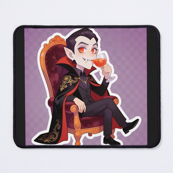 Item preview, Elegant Vampire Drinking Tomato Juice Gothic Halloween Cartoon designed and sold by OksArtStudio.