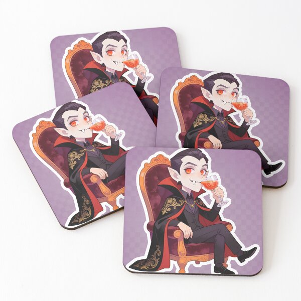 Item preview, Elegant Vampire Drinking Tomato Juice Gothic Halloween Cartoon designed and sold by OksArtStudio.