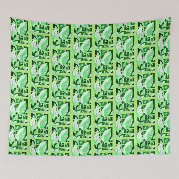 Item preview, Monochromatic Green Retro Geometric Botanical Art designed and sold by laxmanrajart.