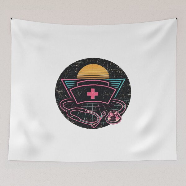 Item preview, Retro 80s Sunset Nurse Cap Graphic designed and sold by teemix.