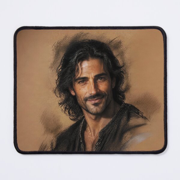 Item preview, Charcoal and Pastel Portrait of a Mediterranean Man designed and sold by Lucia Amaris Art.