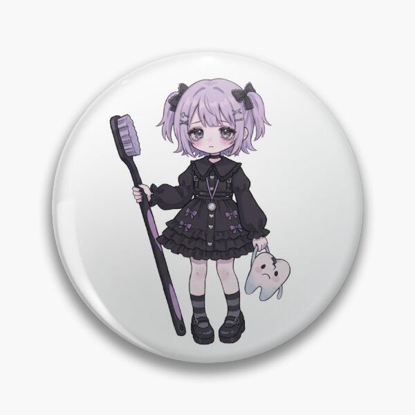 Item preview, Cute Gothic Tooth Girl with Giant Toothbrush | Kawaii Dental Sticker designed and sold by dental-store.
