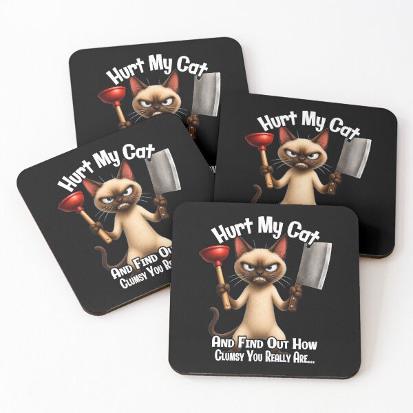 Item preview, Hurt My Cat and Find Out How Clumsy You Really Are | Funny Angry Cat | Sarcastic Cat Lover Sticker & T-Shirt designed and sold by A-T-H.
