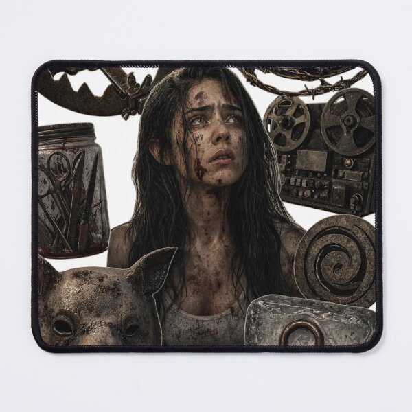 Item preview, Terrified woman surrounded by horror symbols and dark as PNG element designed and sold by Creative88Art.