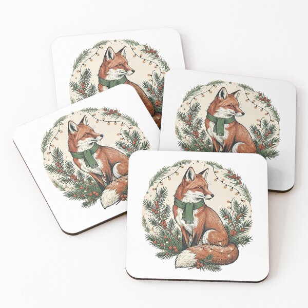 Item preview, Festive Fox Wreath Winter Illustration designed and sold by Tin Robot Co..
