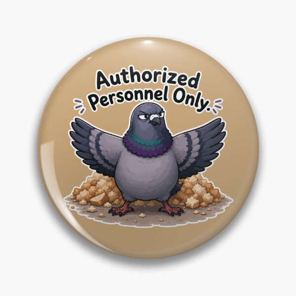 Item preview, Funny Pigeon Security Sticker – Authorized Personnel Only Cartoon Bird designed and sold by SimplePoDesign.