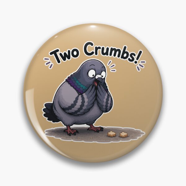 Item preview, Funny Pigeon Sticker – Two Crumbs! Shocked Cartoon Bird Meme designed and sold by SimplePoDesign.
