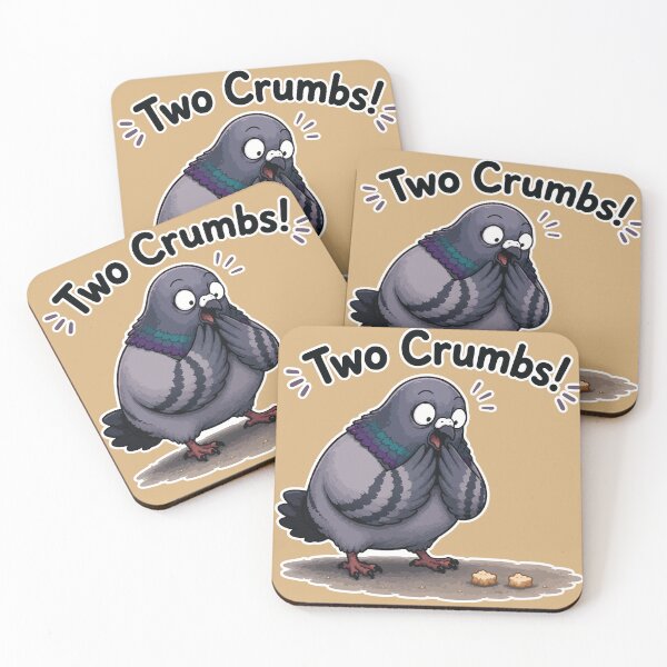 Item preview, Funny Pigeon Sticker – Two Crumbs! Shocked Cartoon Bird Meme designed and sold by SimplePoDesign.