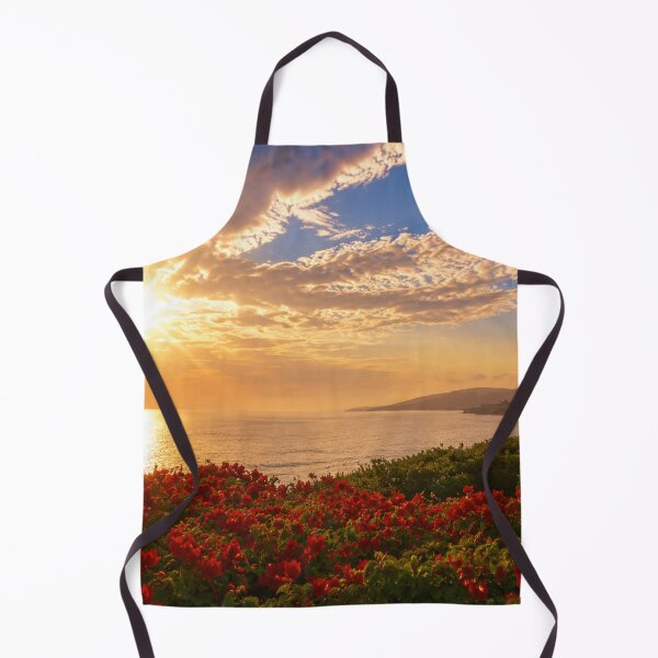 Item preview, Golden Coastal Sunset Above Vibrant Red Flowers designed and sold by Wild Bloom Paws.