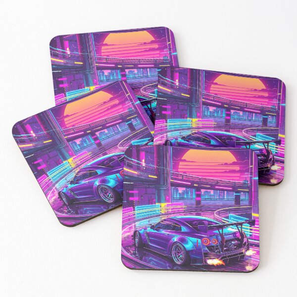 Item preview, Vaporwave Neon City Highway Widebody Twin Turbo Tuner Machine designed and sold by RevUpDesign.