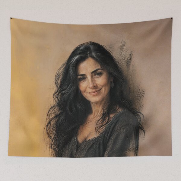 Item preview, Charcoal and Pastel Portrait of a Mediterranean Woman designed and sold by Lucia Amaris Art.