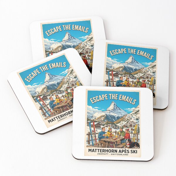 Item preview, Escape The Emails Matterhorn Zermatt Switzerland Après Ski Poster designed and sold by TeeARTHY.