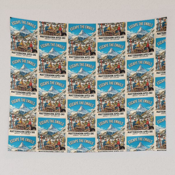 Item preview, Escape The Emails Matterhorn Zermatt Switzerland Après Ski Poster designed and sold by TeeARTHY.